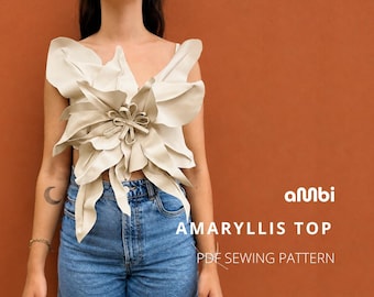 Flower Applique Crop Top Sewing Pattern: 3D Fabric Design (PDF Pattern)