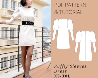 Schnittmuster Minikleid | Puffärmel, XS-3XL (PDF-Muster)