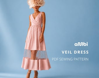 Ruffle Wrap Maxi Dress Sewing Pattern | Veil Dress (PDF)