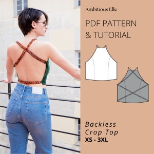 PDF Rückenfreies Crop Top Schnittmuster: Rückenkette (XS-3XL)