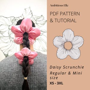 Daisy Scrunchie Sewing Pattern: Regular & Mini Size (PDF Pattern