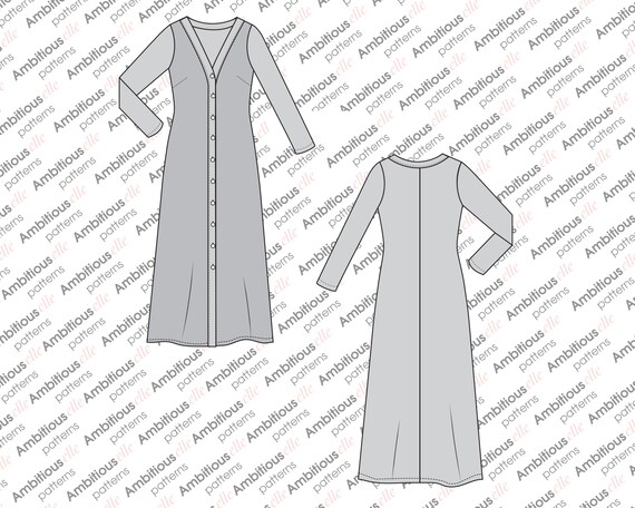 PATTERN Button Dress A-line Dress Sewing Pattern Loose Fit Shift