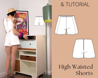 High Waisted Pin Up Shorts Sewing Pattern: XS-3XL (PDF Pattern)