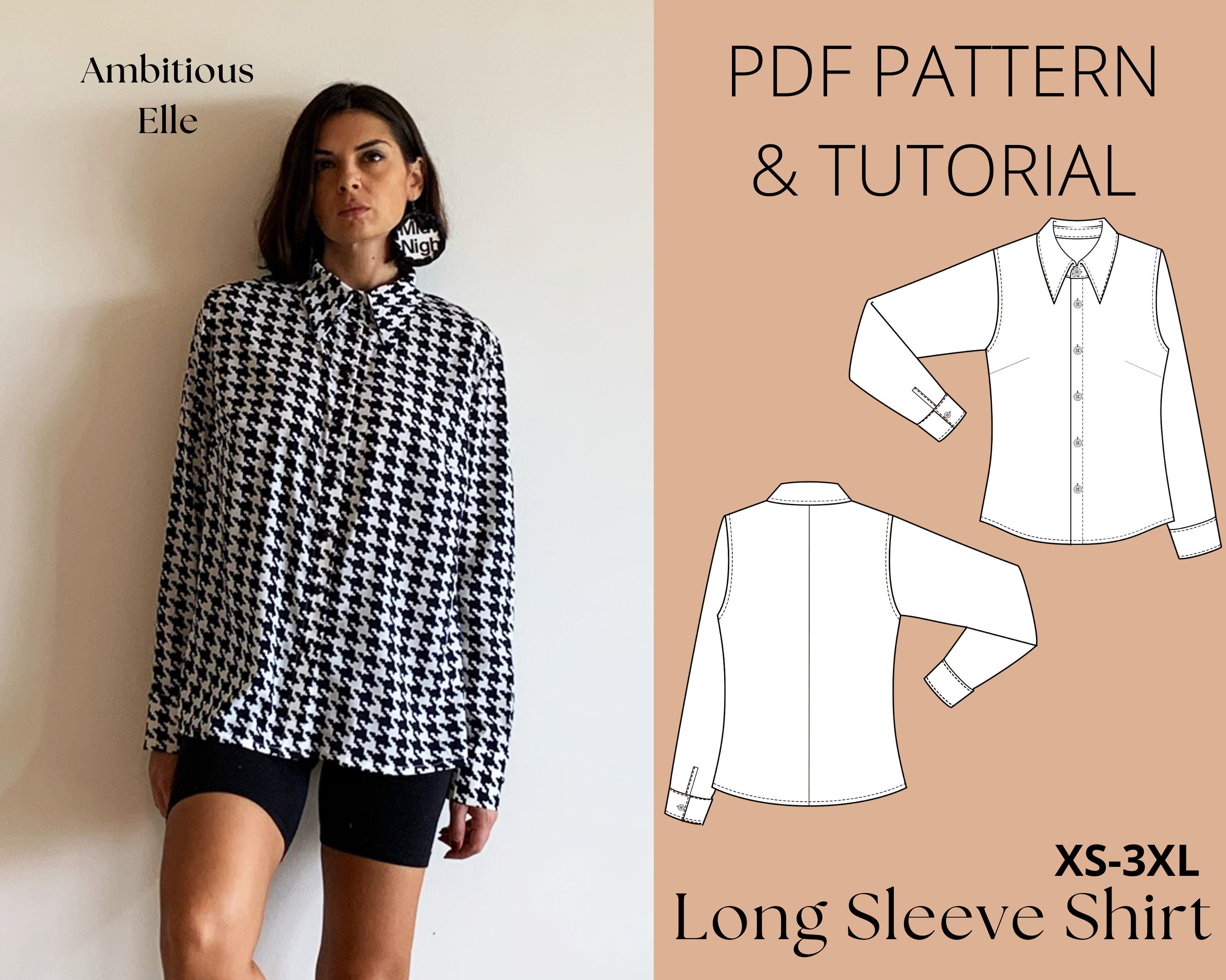 PATTERN Long Sleeve Shirt Regular Fit Shirt Sewing Pattern - Etsy