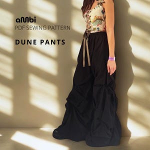 Oversized Wide Leg Dune Pants Sewing Pattern | Sculptural Volume, Elastic Waist (PDF Download)