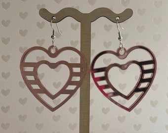 Valentines Day Gift for Her, Dangle Heart Earrings, Rose Gold Heart Earrings, Gift for Her, Valentines Day