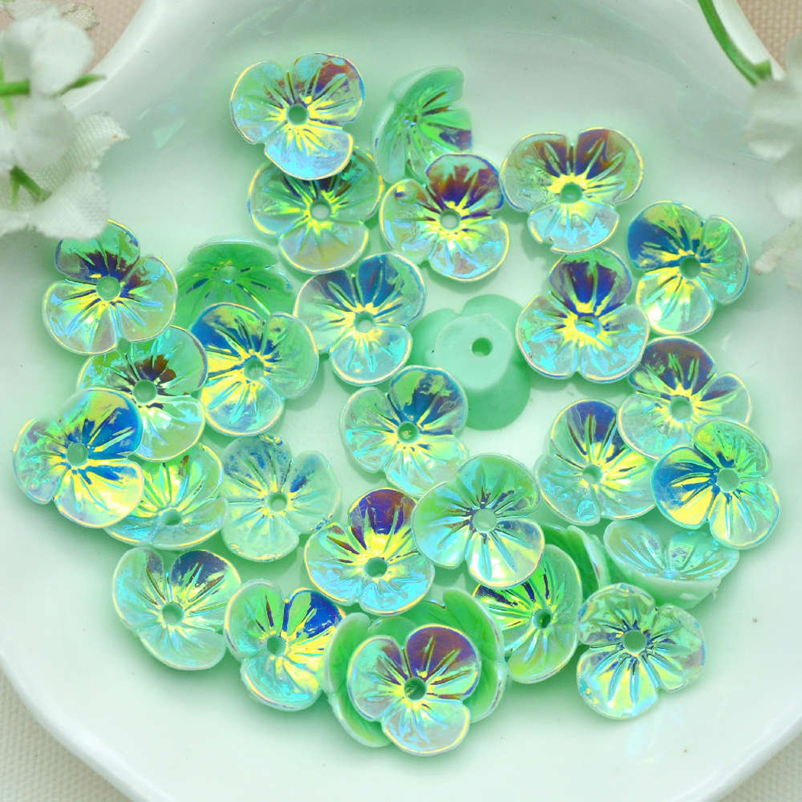 50PCS 10mm AB Color Tiny Resin Flat Back Flowersscrapbooking Etsy