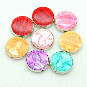 10PCS Plastic Enameling Round Coin Beads-Dollhouse Coin Miniatures-23mm-Mixed Color