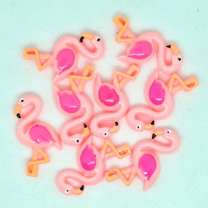 20PCS Resin Flat Back Light Pink Flamingos Cabochons,Party Cake Decoration Toppers,DIY Jewelry Charms 20X33mm