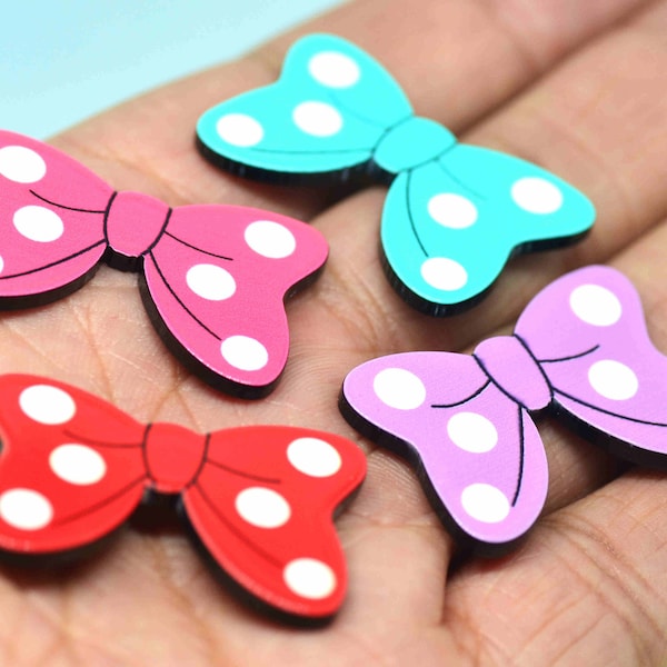 20PCS Flat Back Acrylic Bow Tie Scrapbook Embellishments,Hairband Center Decorations,D.I.Y Crafting Supplies 21X33mm