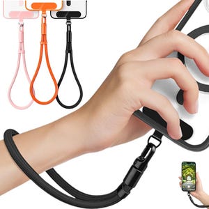 Cordón para teléfono ajustable para muñeca y mano, con autobloqueo, anticaídas, resistente correa para teléfono con eslabones de clip de TPU, correa de mano, eslinga de poliéster