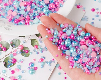 Mix Style Resin Rhinestone AB Pearls Half Round Flatback Beads AB Color Resin Rhinestones For Crafts Nail Art DIY Decoration