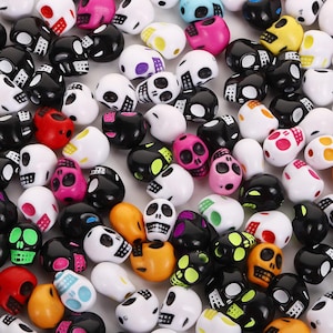 Halloween Skull Beads-DIY Skull Beads For Halloween Crafts Jewelry Bracelets-Halloween Beading Crafts-Party Decorations