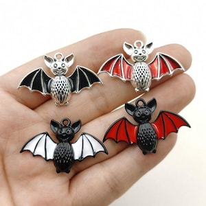 Painted Alloy Bat Pendants-Halloween Bat Charms For Crafts Jewelry Making-DIY Halloween Crafts Supplies-Necklace Pandants