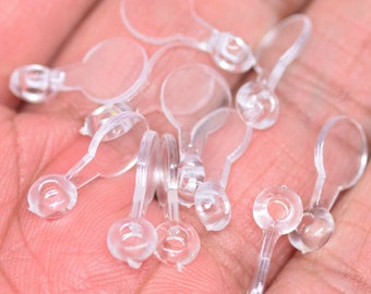 100PCS Acrylic Clear Jewelry Bails,Flat Back Cabochon Charm Supplies,D.I.Y Crafting Hooks,Necklace Pendants Caps  8X15mm