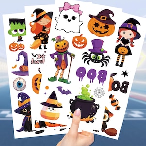 Tatuajes temporales de Halloween para niños, pegatinas de seguridad a prueba de agua, decoración para fiestas de Halloween, manualidades, regalos para fiestas de Halloween