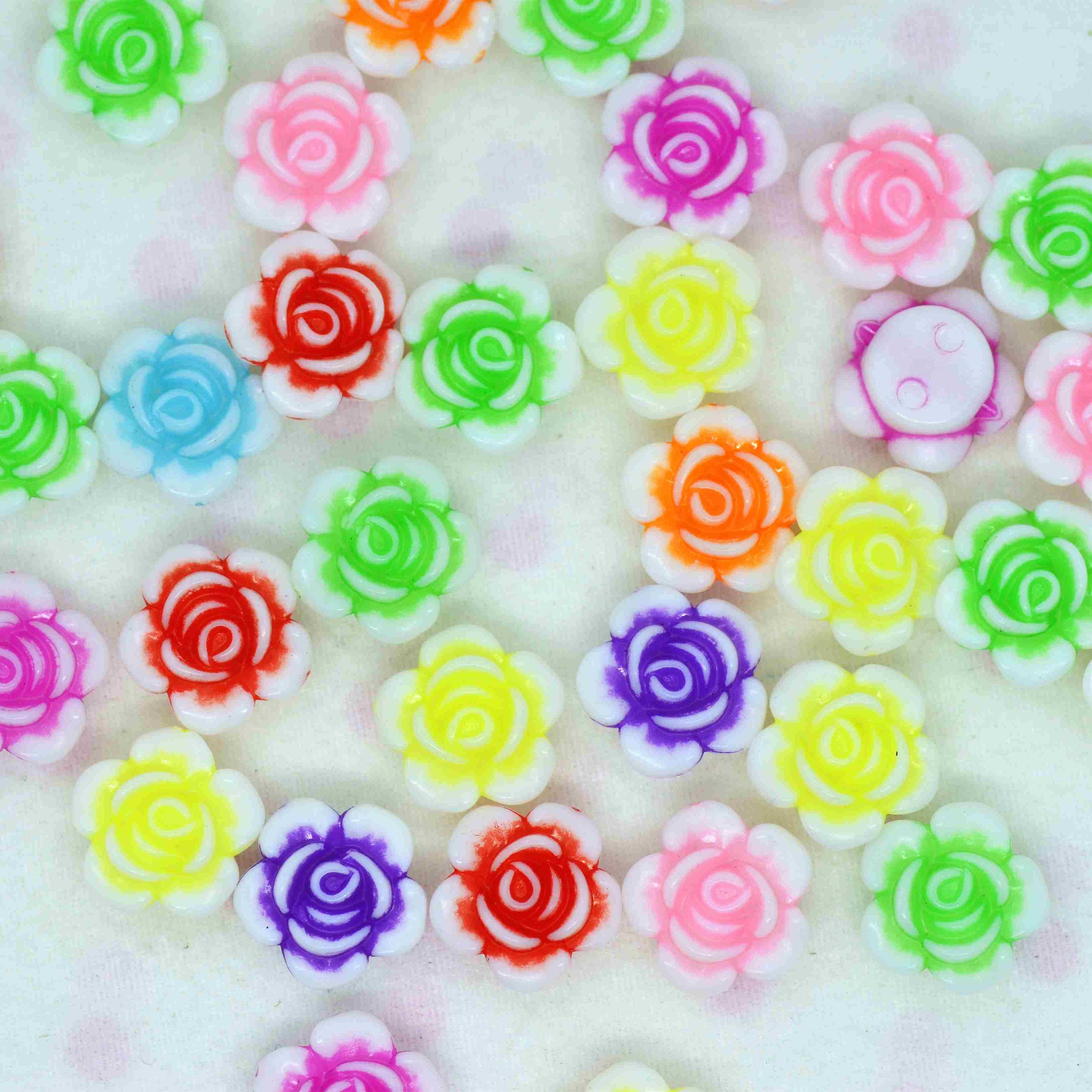 12mm Plastic Flower Beadsresin Flat Back Flowers With Etsy UK