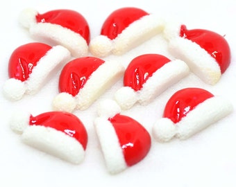 Resin Flat Back Christmas Hats Cabochons-Christmas Tree Decoration Charms-Christmas Crafting Supplies-15mmX25mm