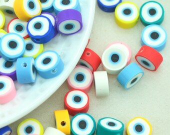 9mm Polymer Clay Mixed Colors Evil Eye Beads-Bracelets Jewelry Making Beads