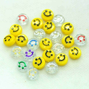 Plastic Smile Face Disc Beads-Bracelets Jewelry Making Beads-D.I.Y Crafting Beads-5mmX9mm