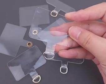 Cuscinetti per cordino per telefono cellulare, toppe con linguetta di fissaggio per cordino per telefono, linguetta di fissaggio universale trasparente per telefono senza adesivo, forniture per fai da te, 2 pezzi