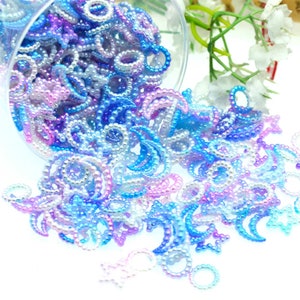 20 breloques en anneau de lune étoile de lune nacrée Garm, accessoires de remplissage de cartes shaker, fournitures de bricolage pour scrapbooking, ensembles de décoration pour nail art