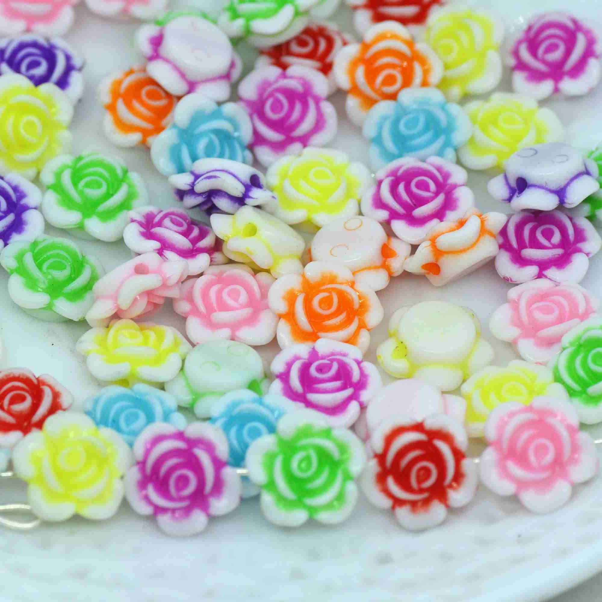 12mm Plastic Flower Beadsresin Flat Back Flowers With Etsy UK