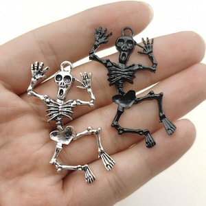 Alloy Skeleton Pendants-Halloween Skeleton Charms-Halloween Crafts Jewelry Making-DIY Halloween Party Crafts Supplies-Necklace Pandants