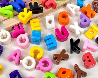 Acrylic Large Hole Alphabet Beads For DIY Jewelry Making Phone Lanyard Keychain Bag Charms Bracelets