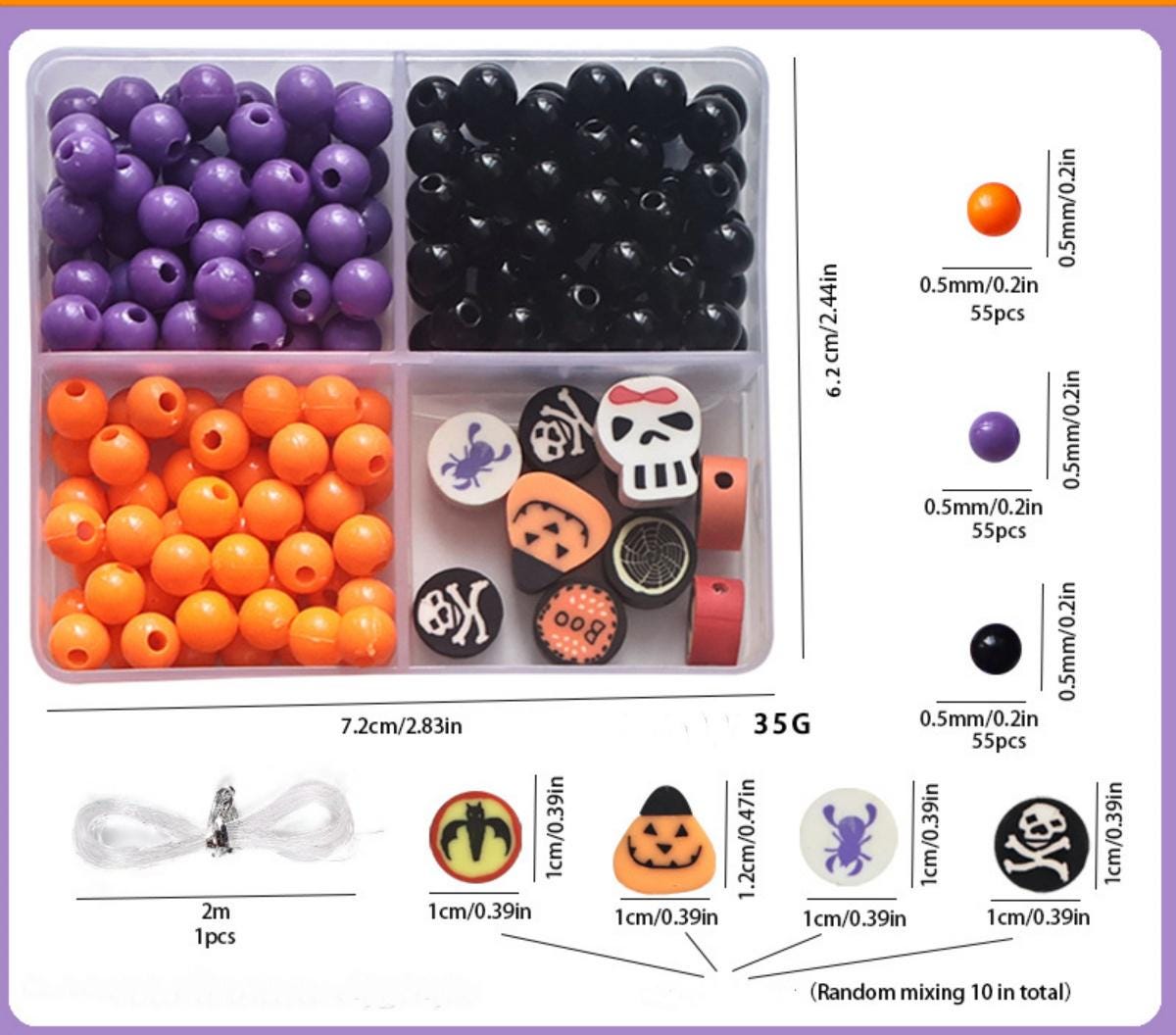 SUNNYCLUE Halloween Armband-Bastelset – Mit Perlen, Anhängern & Zubehör