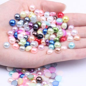 Fausses perles ABS 2 mm-12 mm à dos plat - Perles pour vêtements et couture - Perles pour décorations artisanales - Perles pour nail art