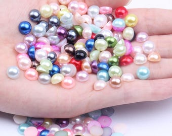 Perlas de imitación de ABS de 2 mm a 12 mm con parte posterior plana - Perlas para prendas de vestir y costura - Perlas para manualidades y decoración de uñas