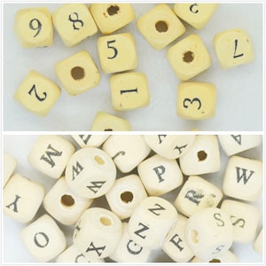 9mm Cubo de madera Letras Cuentas, Cuentas del Alfabeto, Cuentas numerales, Pulseras de joyería haciendo cuentas, Cuentas artesanales Suministros-50PCS Mezclados al azar