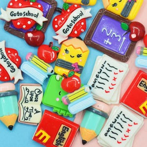 Miniaturas estacionárias de resina com parte traseira plana-resina de volta às aulas cabochões de scrapbook-casa de bonecas miniaturas estacionárias-fontes de festa escolar