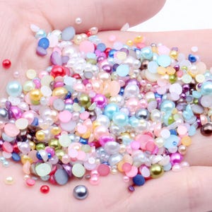 Fausses perles ABS 2 mm-12 mm à dos plat - Perles pour vêtements et couture - Perles pour décorations artisanales - Perles pour nail art