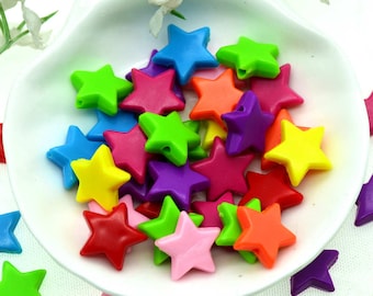 50PCS 13mm Mixed Color Plastic Star Beads-Bracelets Accessory Beads-Children Jewelry Beads