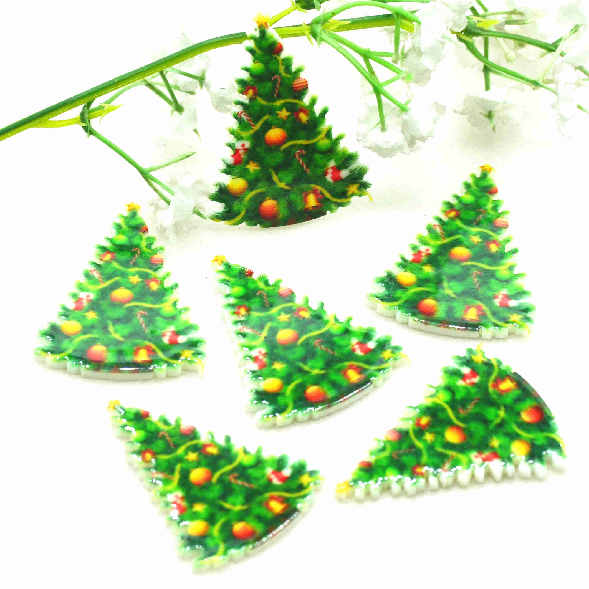 Resin Flat Back Christmas Tree Embellishmentschristmas D.I.Y Etsy