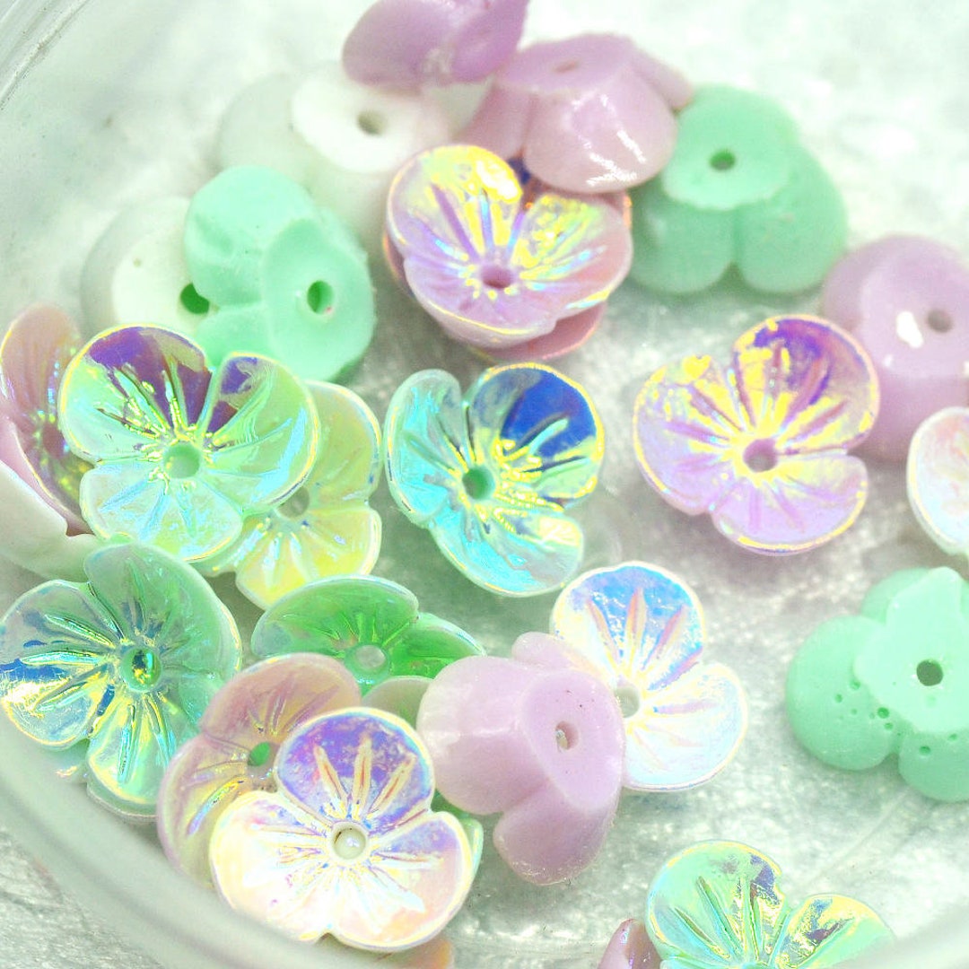 50PCS 10mm AB Color Tiny Resin Flat Back Flowersscrapbooking Flower