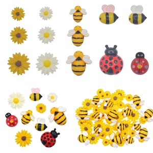 Resin Bees Daisy Decor Bumblebee Coccinella Girasoli Abbellimento Set per DIY Craft Deco Corona Scrapbooking Festival Decorazione fiocco per capelli