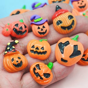 Halloween Pumpkin Miniatures Flatback Resin Cabochons-Halloween Party Decoration-Halloween D.I.Y Jewelry Parts Halloween Charms