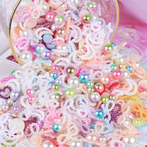 2-14mm Randomly Mixed Styles Pearls Flat back Scrapbook Beads DIY Nail Art-Garment Accessories-Shaker Card Fillers