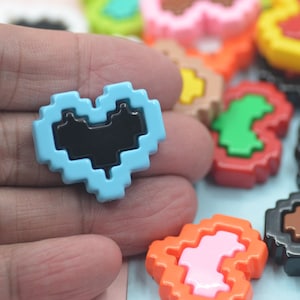 10PCS 30mm Acrylic Enamel Pixel Make Up Heart Beads Braclet Jewelry Beads Supplies