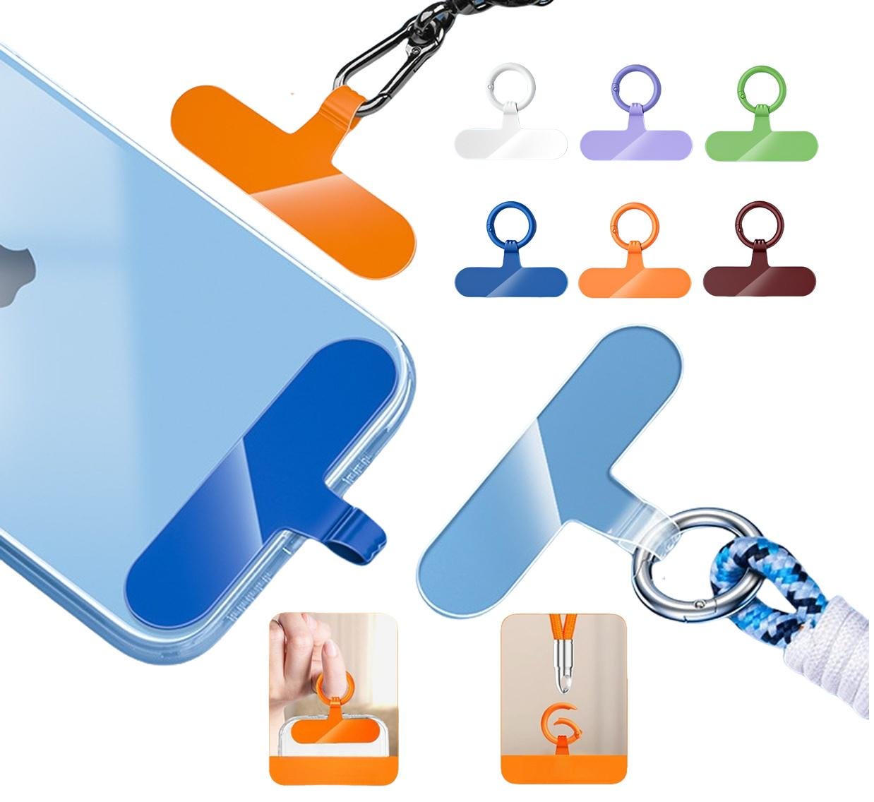 Tether Tabs For Cell Phone Salbsever 2 PCS Cell Phone Tether Patches Phone  Tether Tab Heavy Duty Universal Metal Phone Lanyard Tab With 2 Metal Spring  Rings Phone Strap... Cell Phone Lanyard Tab