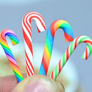 20PCS Polymer Clay Simulation Candy Canes, Christmas Scrapbook Embellishments Crutch Candy, Xmas Party Decoration Charms image 1