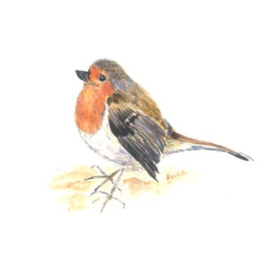 ROBIN Print of Original Watercolour Painting, Kids Room Decor, Nursery Wall Art, Birds Giclee Print
