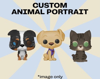 Single - Custom Pet Digital Portrait *IMAGE ONLY* No Physical Item *ONE Pet Portrait* - Custom Figure, Kids, Birthday, Wedding, Pet