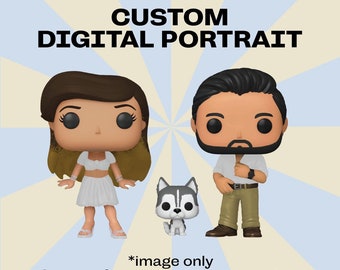 Double + Pet - Custom Digital Portrait *IMAGE ONLY* No Physical Item *Two people portraits + One pet* - Custom, Kids, Birthday, Wedding, Pet