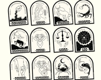 Zodiac Sign Vinyl Sticker | Laptop Water Bottle Customized Astrology Star Moon Sun Sign