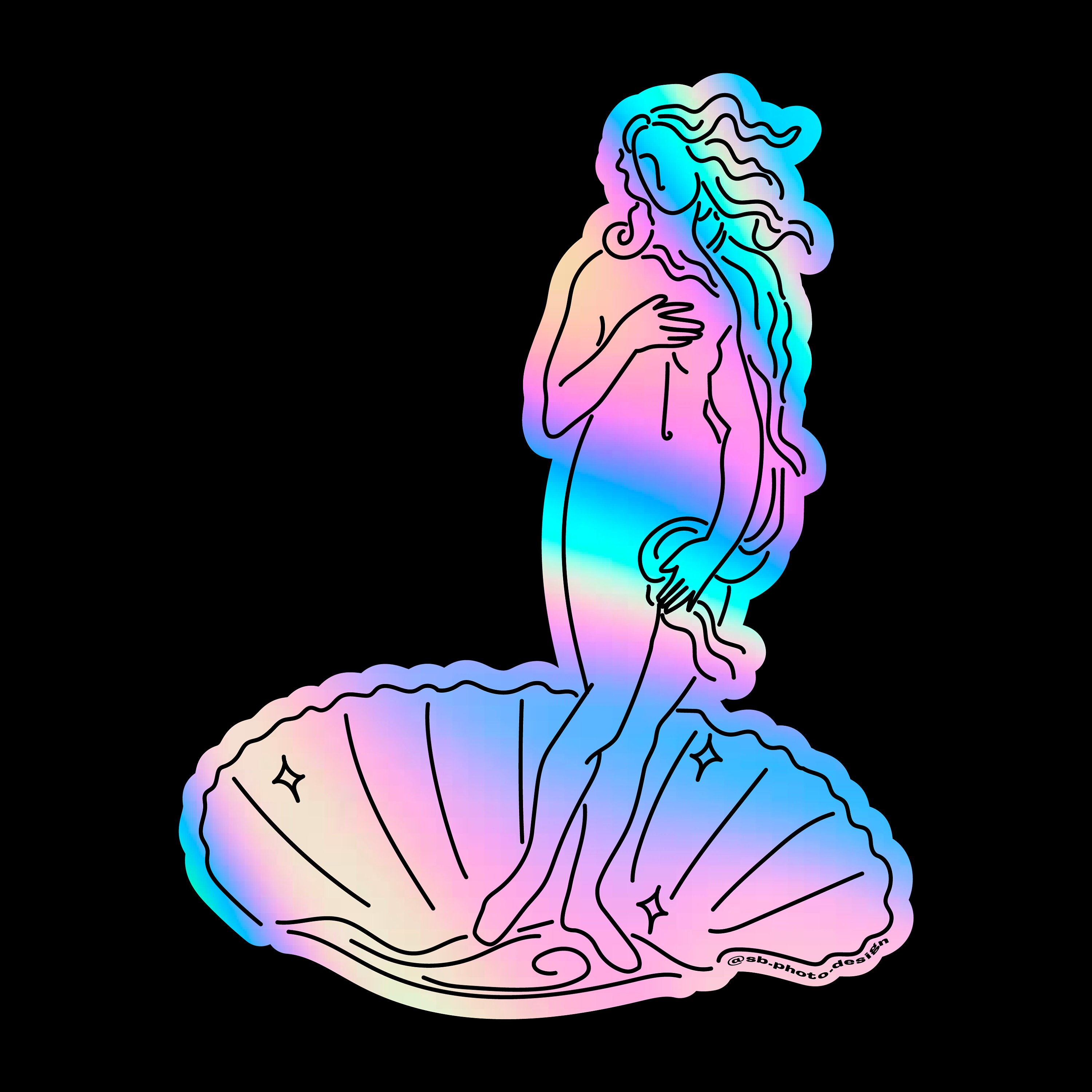 Holographic Vinyl Waterproof Sticker | Birth of Venus | Laptop Sticker ...