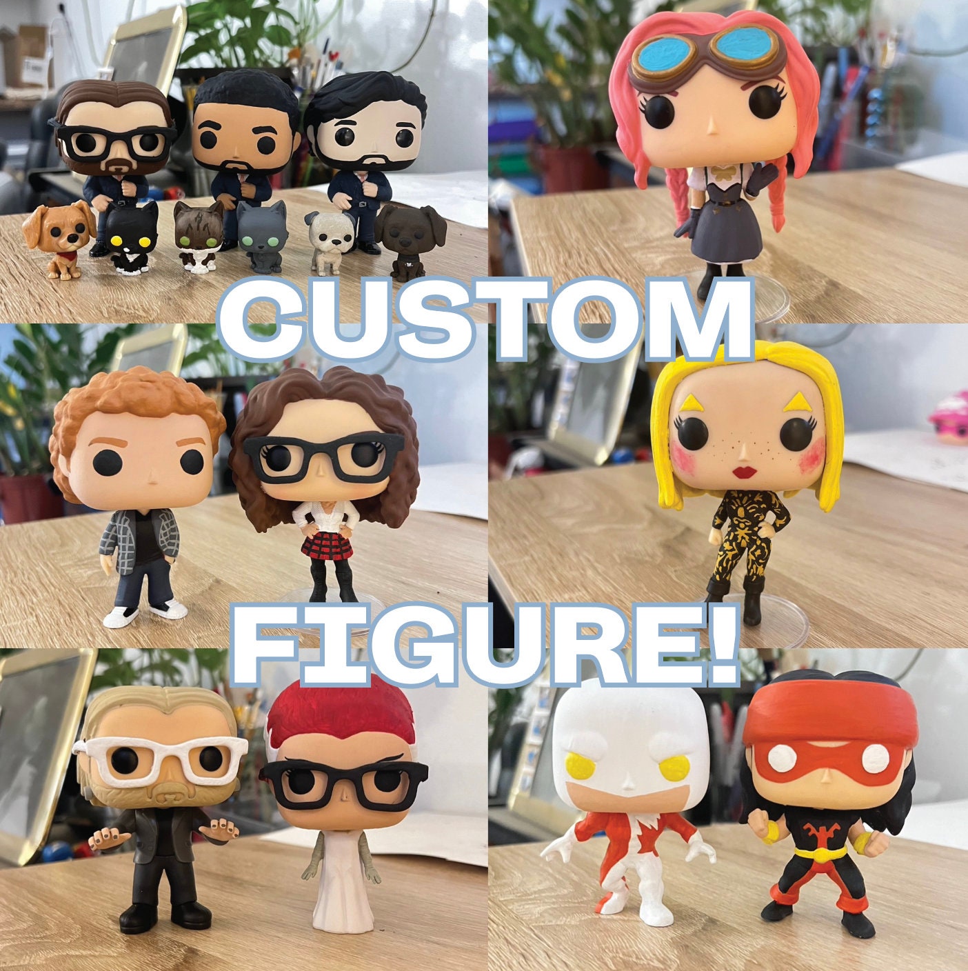 Custom Plastic Vinyl Figure, Wedding Cake Topper, Couple, Valentine, Kids, Gift, Family, Personalized, Pop Character, Birthday, NO BOX